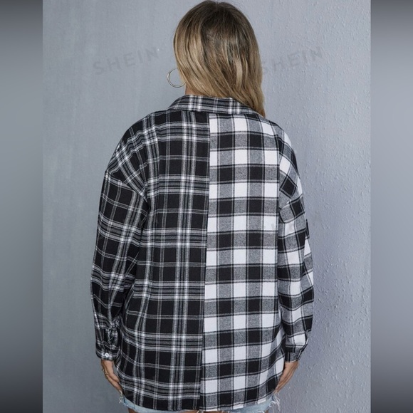 SHEIN oversized plaid button down - Picture 2 of 3